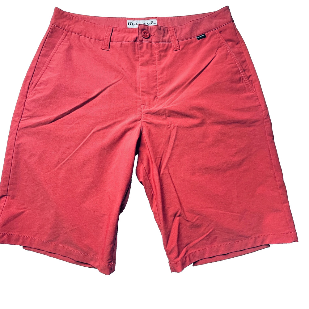 Travis Mathew Mens Red Chino Shorts Size 32 Golf Casual Stretch 10 Inseam
